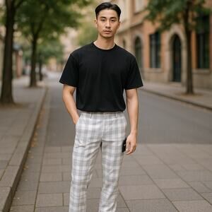 NWT Nike Golf Tour Performance Mens Flat Front Pants In Plaid White Size 34x32